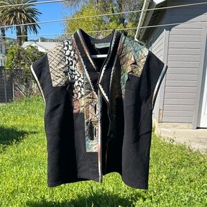 Vintage Joyce Fogle Artwear Boiled Wool and Silk Colorful Patchwork Vest Jacket
